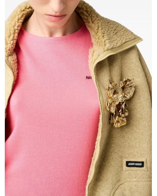 Miu Miu Pink Top mit Intarsien-Logo