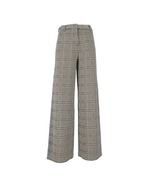 Fabiana Filippi Gray Check-Pattern Wide-Leg Trousers
