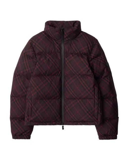 Burberry Purple Karierte Steppjacke