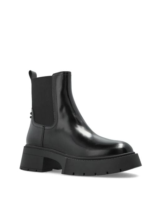 COACH Black Lug-Sole Leather Chelsea Boots