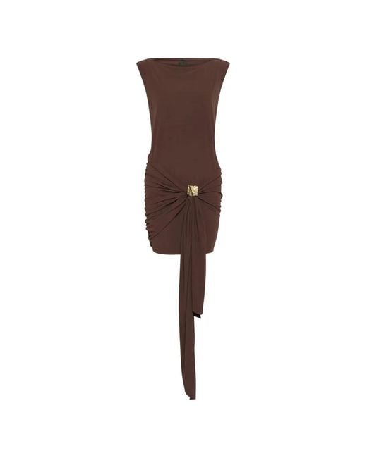 Marella Brown Knot-Detail Mini Dress