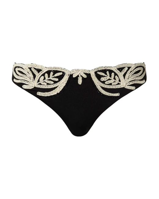 Twinset Black Embroidered Brazilian Bikini Bottom