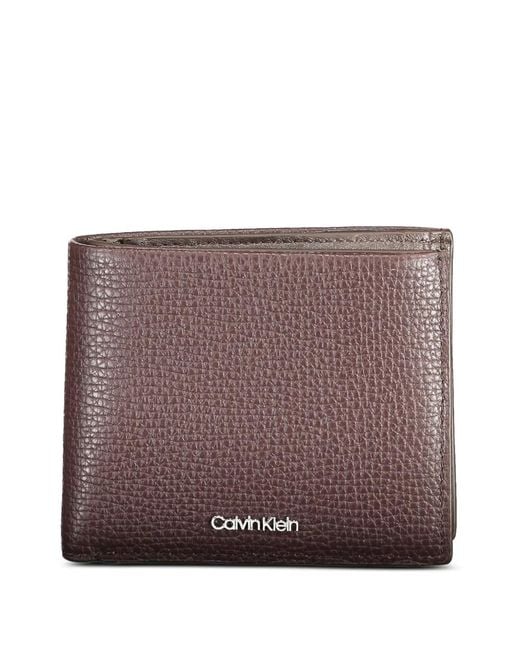 Calvin Klein Brown Leather Bifold Wallet for men