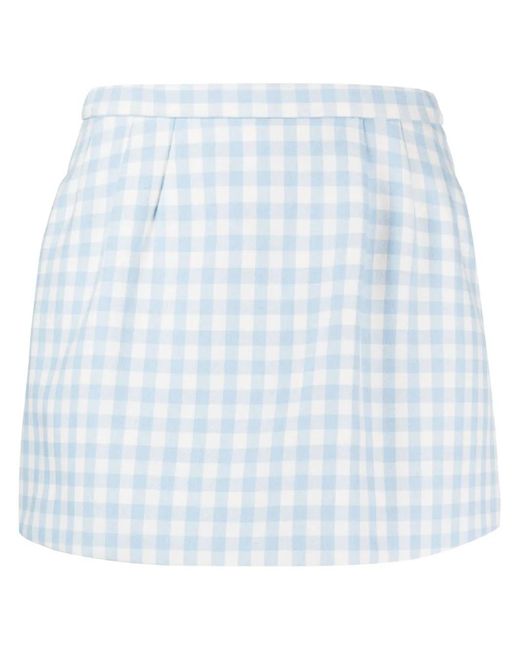 RED Valentino Blue Gingham-Check Mini Skort