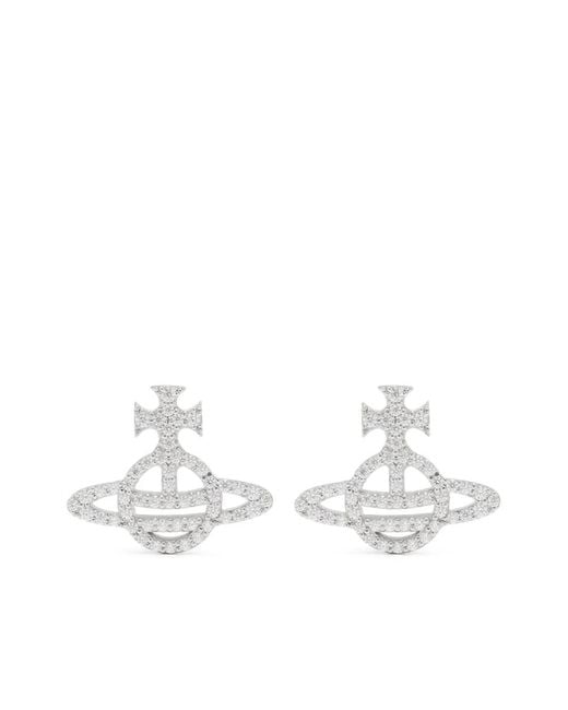 Vivienne Westwood White Raimunda Logo-lettering Drop Earrings
