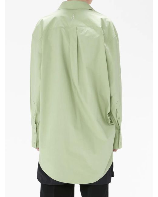 J.W. Anderson Green Eyelet-Detail Oversized Cotton Shirt