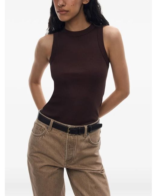 12 STOREEZ Purple Ribbed Tank Top