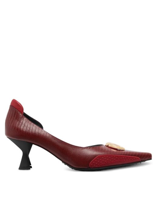 MARINE SERRE Red 60Mm Lizard-Skin Effect Pumps