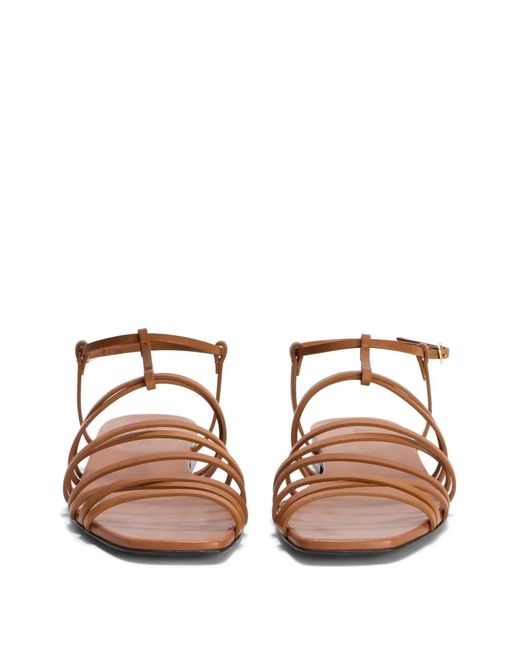Jil Sander Brown Leather Flat Sandals