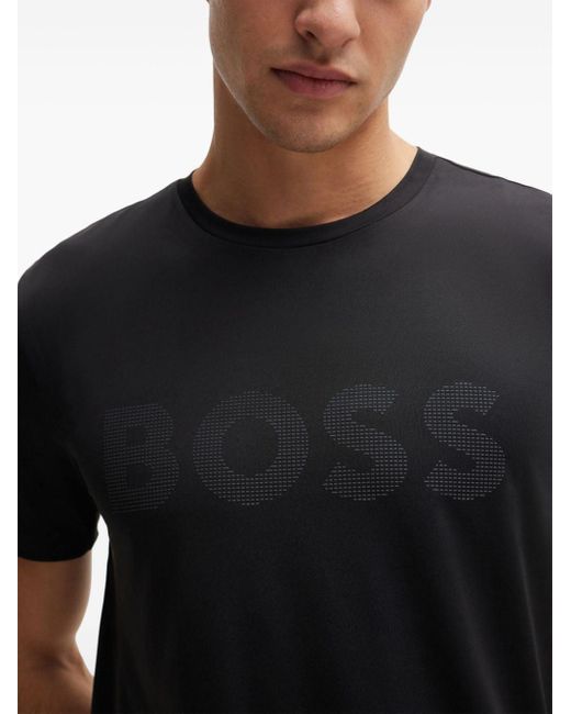 Camiseta con logo estampado Boss de hombre de color Black