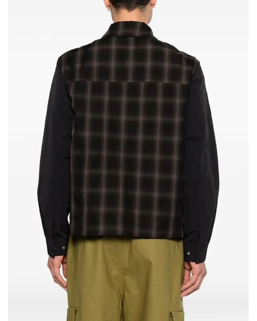 Arte' Black Plaid-Pattern Zip-Up Jacket for men