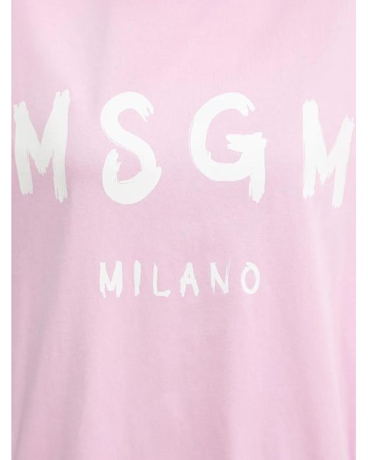 MSGM Pink Logo-Detail Mini Dress