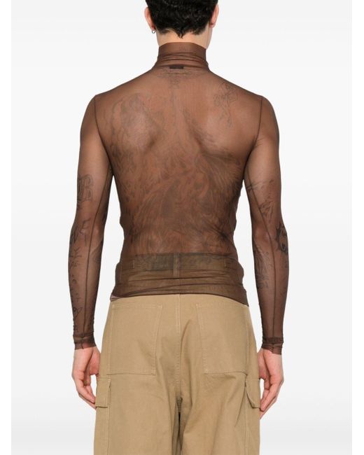 Balenciaga Brown Tat Artwork-prin Long-sleeve Top for men