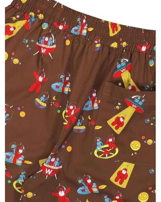 メンズ Walter Van Beirendonck プリント ショートパンツ Brown
