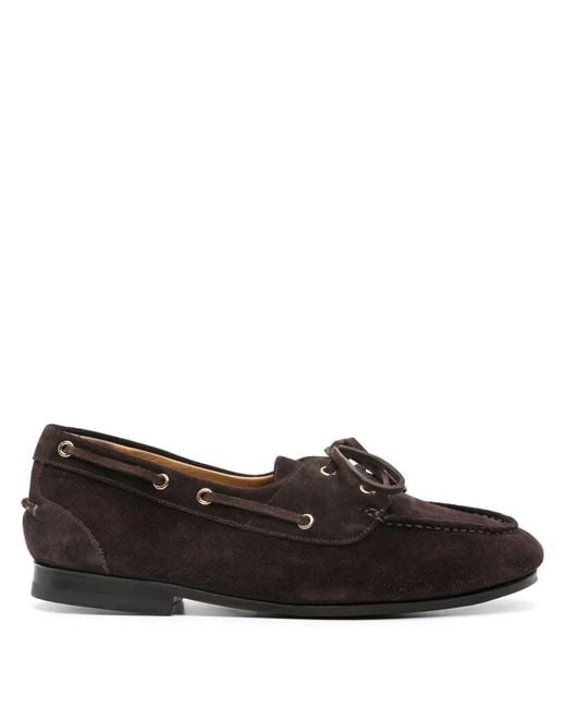 Bally Brown Cedar Leather Moccasins With Panelled Design And Lace-Up Detail for men