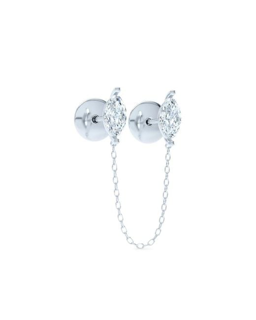 LOEV Blue Diamond Chain-Link Stud Earring