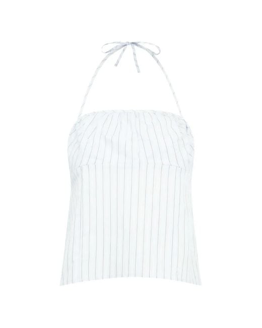 Deiji Studios White Striped-Pattern Top