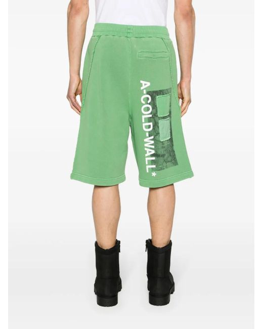 A_COLD_WALL* Cubist Katoenen Trainingsshorts in het Green voor heren
