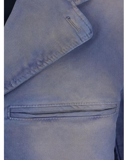 NAMACHEKO Blue Faded-Effect Single-Breasted Blazer for men