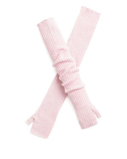 Barrie Pink Cashmere Fingerless Gloves