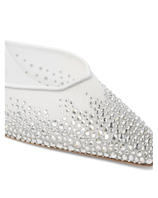 Jimmy Choo White 60Mm Vivi Crystal-Embellished Mules