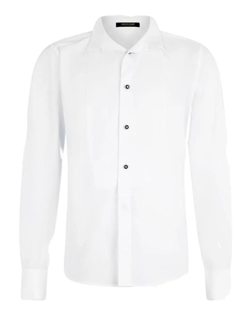Roberto Cavalli White Pleated-Front Button Shirt for men