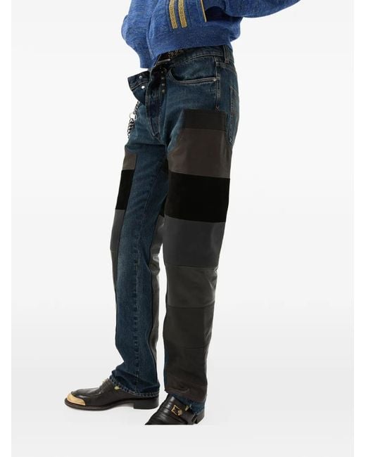 Versace Blue Jean À Design Patchwork for men