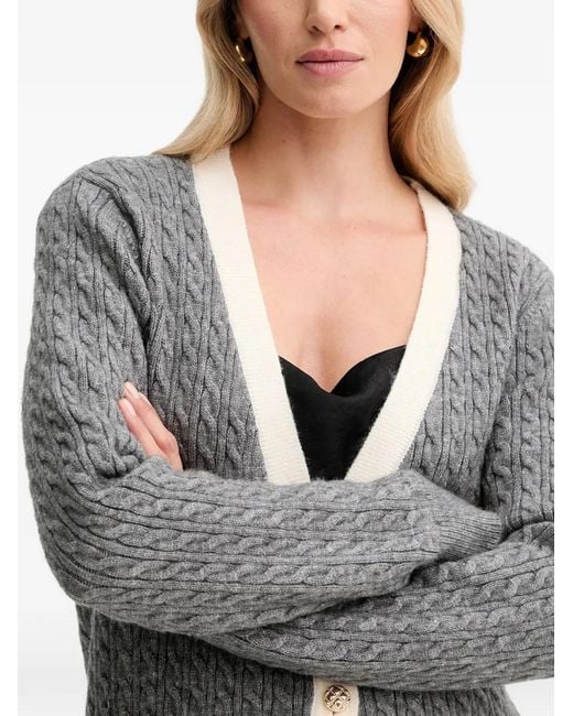 Fracomina Gray V-Neck Button Cardigan