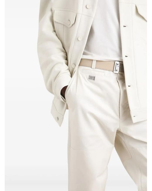 Dolce & Gabbana White Logo-Plaque Trousers for men