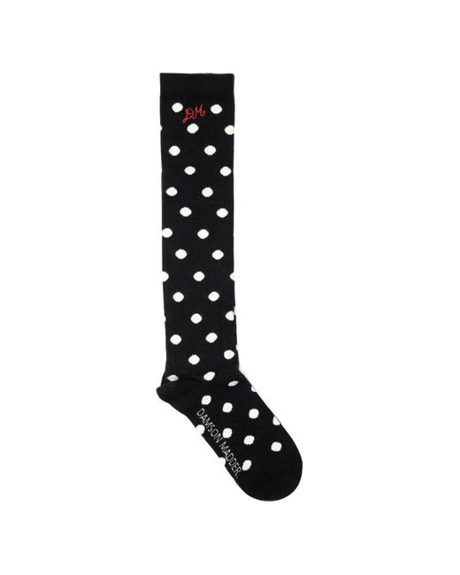 Damson Madder Black Polka Dot-Pattern Knee-High Socks