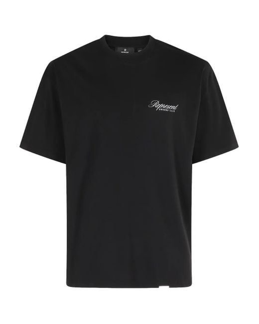 Represent Black Script-Logo Cotton T-Shirt for men