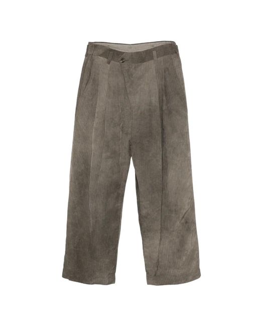 Ziggy Chen Gray Pinstriped Pleated Trousers for men