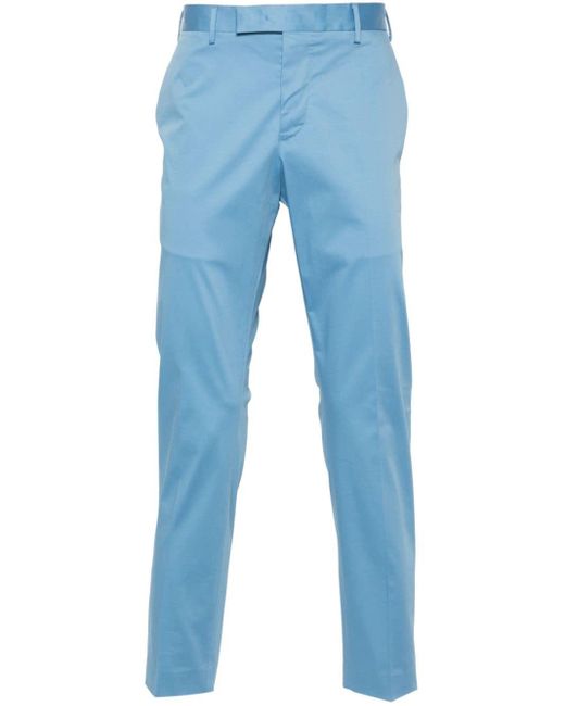 PT Torino Blue Slim-fit Cotton Trousers for men