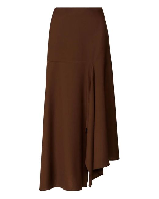 Fabiana Filippi Brown Wool-Blend Asymmetric Maxi Skirt