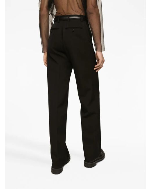 Dolce & Gabbana Black Pressed-Crease Tailored-Cut Trousers for men
