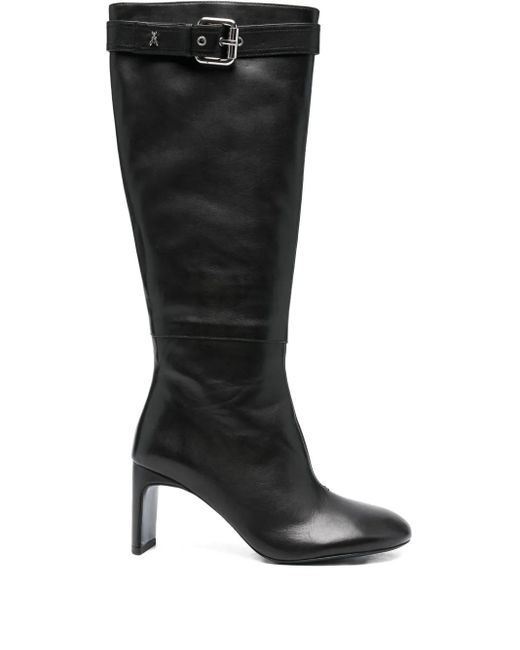 Patrizia Pepe Black 80Mm Buckle-Strap Leather Boots