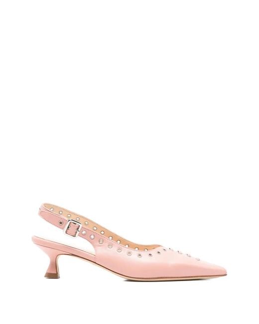 Anna F. Pink Embellished Slingback Pumps