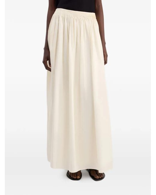 Loulou de Saison White Naya Gathered Flared Maxi Skirt