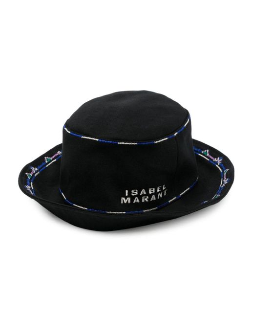 Isabel Marant Black Logo-embroidered Bucket Hat