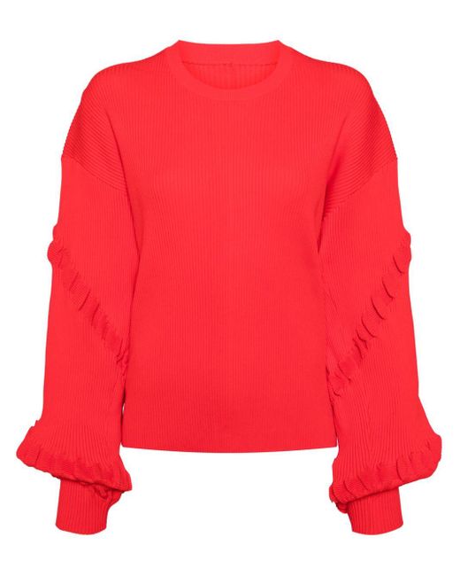 JNBY Red Oversized Ribbed-knit Jumper
