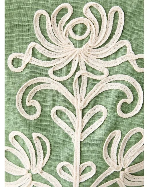 INTROPIA Green Caela. Floral-Embroidered Ruffled Top