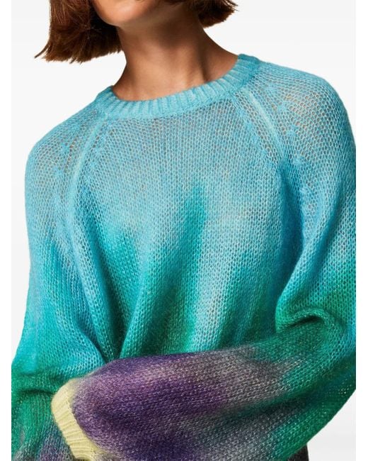Twinset Blue Pullover mit ausgeblichenem Print