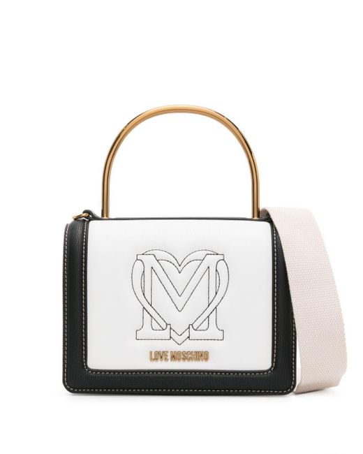 Love Moschino Shopper Met Geborduurd Logo in het White