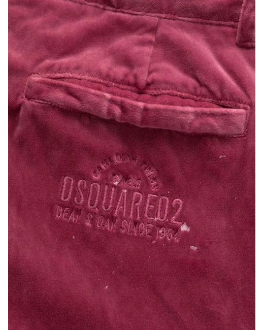 DSquared² Embroidered-Logo Velvet Trousers