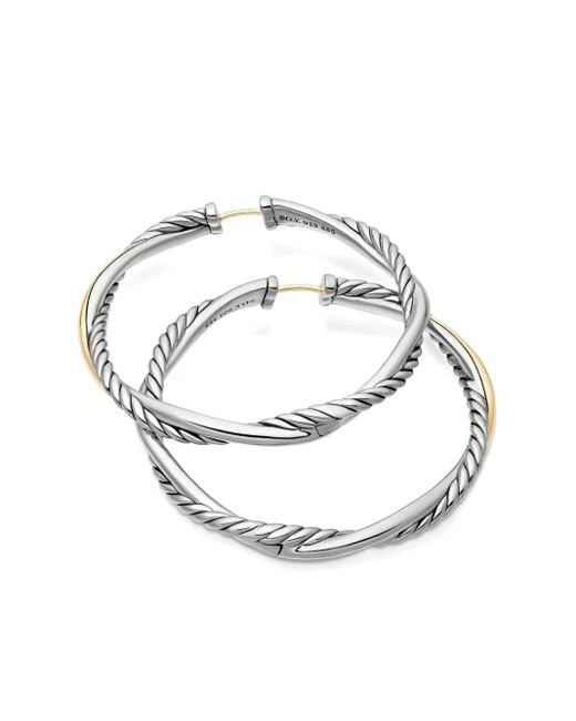 David Yurman White 14Kt And Sterling Infinity Hoop Earrings (42Mm)