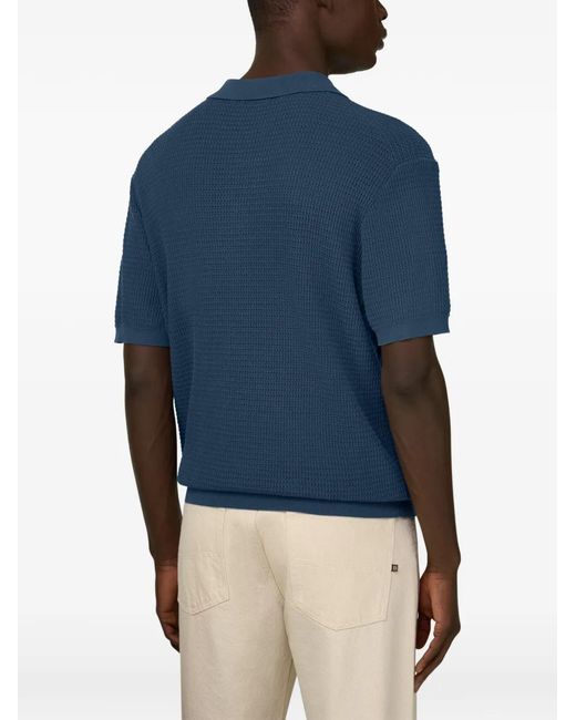 Boggi Blue Button-Up Polo Shirt for men