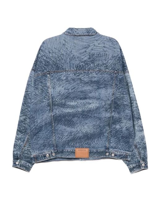 Alexander Wang Blue Marker-Print Denim Jacket for men