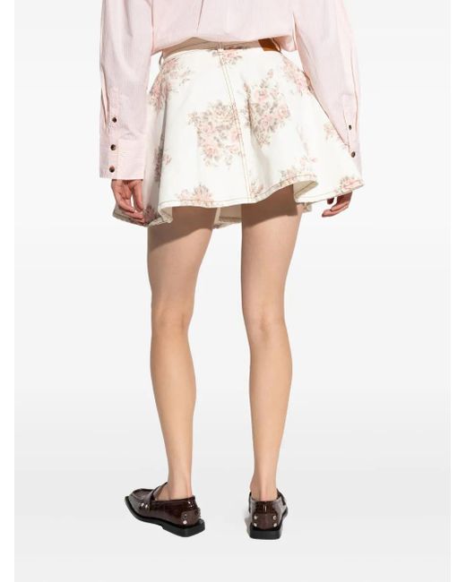 Ganni Natural Printed Skirt
