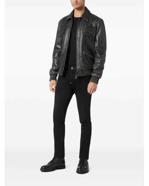 Philipp Plein Black Coster Bomber Jacket for men