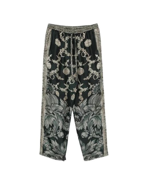 Pierre Louis Mascia Gray Aloe Floral-Print Drawstring Trousers